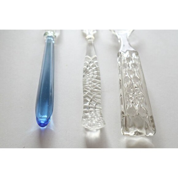 3 Depression Glass  Spoon and Forks Blue Clear 1930's Vintage - Picture 3 of 9